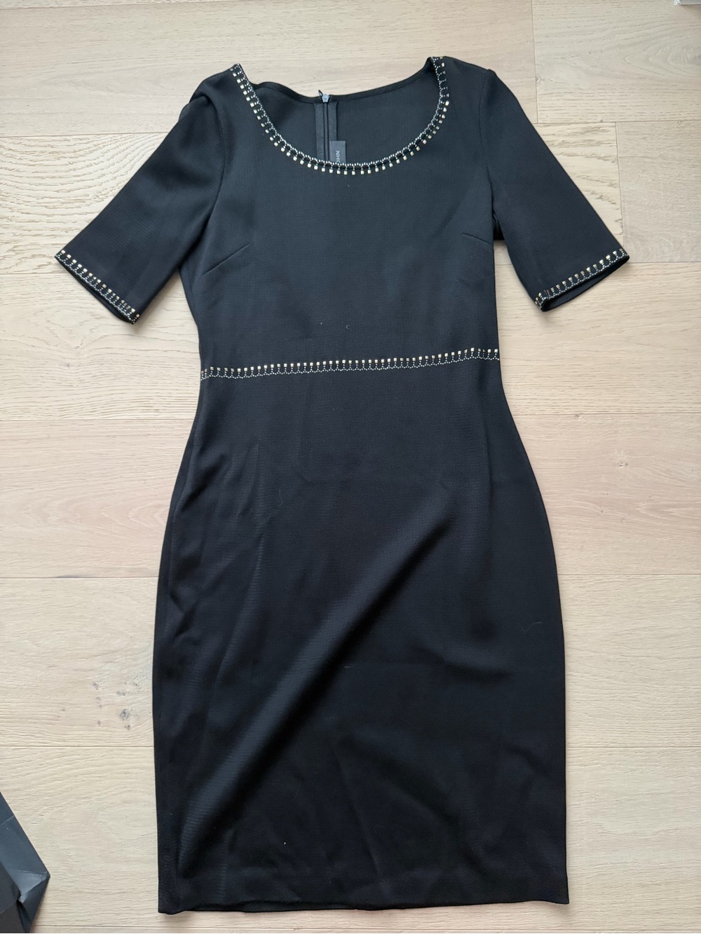 St. John Knits Embellished Black Sheath Dress